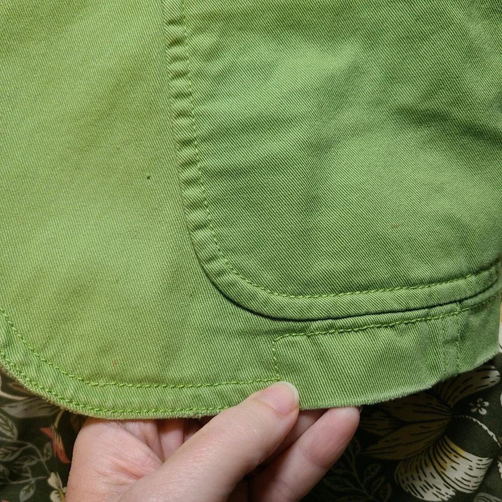 VTG Y2K J Crew Single Button Blazer Women S Cotton Twill Lime Green 3/4 Sleeve
